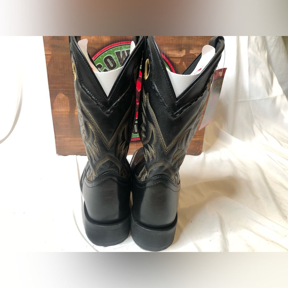 Laredo Mens Kane Square Toe Black Leather Western Boots- Size 9.5 Brand New - Picture 9 of 11